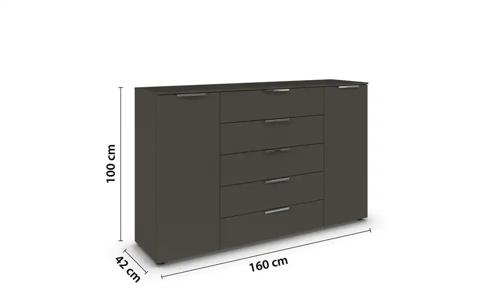 Sideboard Graphit Front: Dekor, Oberboden: Dekor 160 cm verchromt