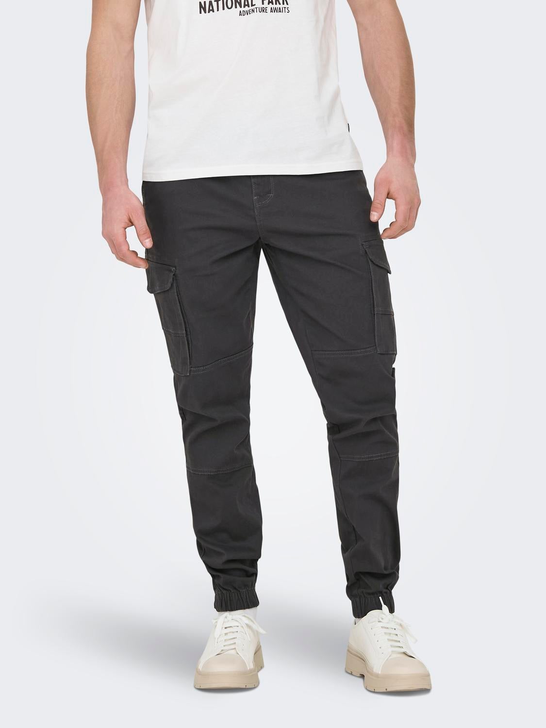 ONSCARTER Verjüngt Cargo-Hose Grey Pinstripe
