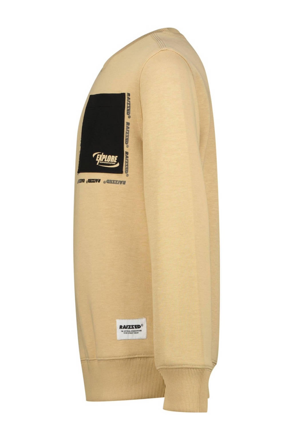 Raizzed sweater Lawton met printopdruk beige/zwart
