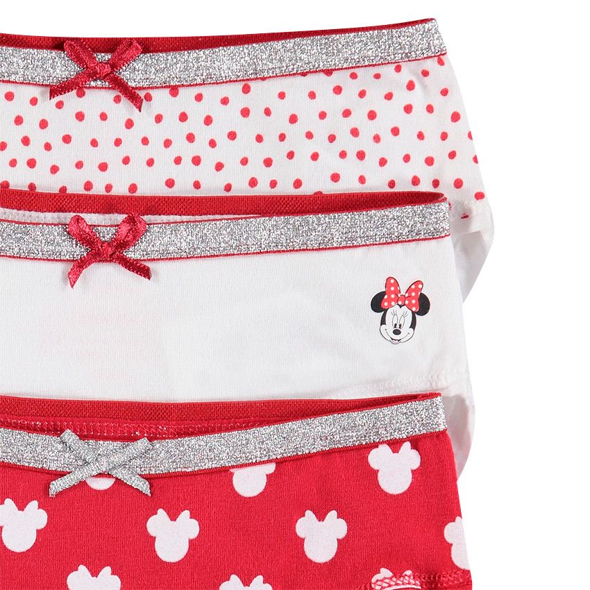 Lot de 3 culottes en coton avec prints Minnie Disney - Rouge