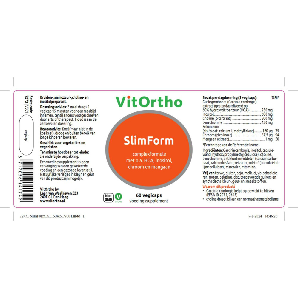 Vitortho SlimForm 60 vegacapsules