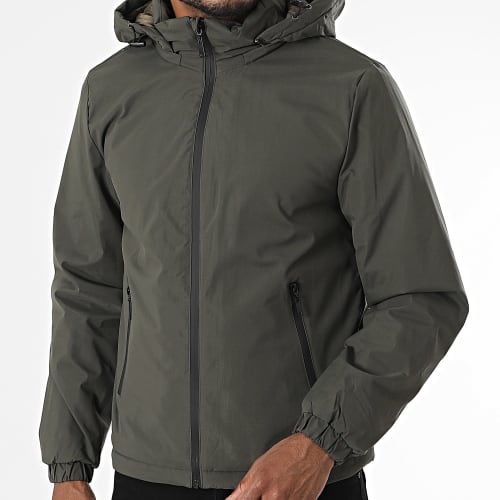 Veste Zippée Capuche Vert Kaki