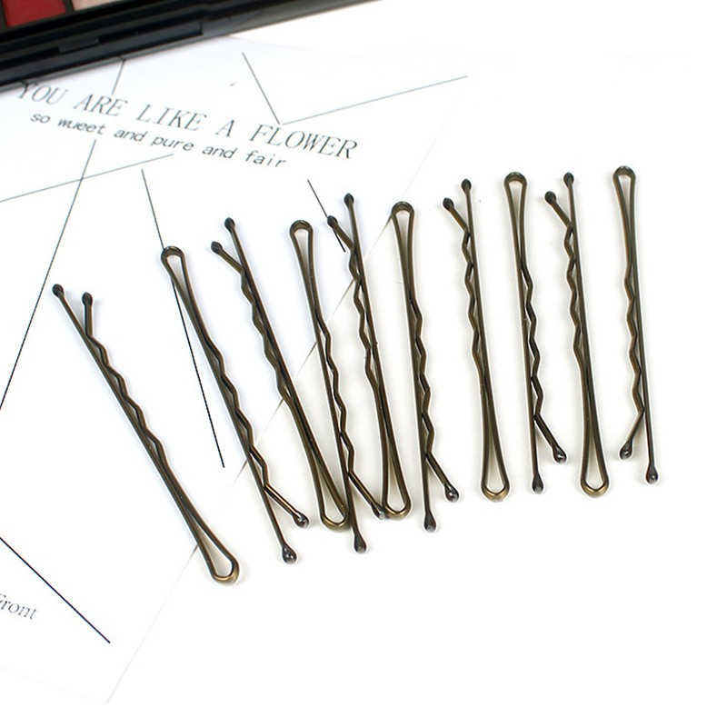 (50er Set) Metall Haarklammern Bobby Pin Haarspangen mit abgerundeter Spitze - Schwarz