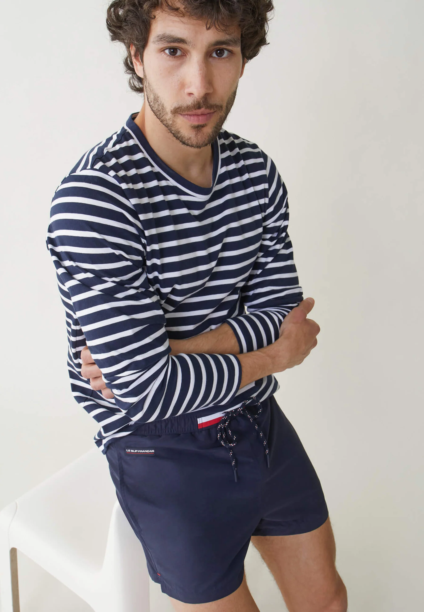 Short de bain court ceinture élastiquée-Liamone Marine