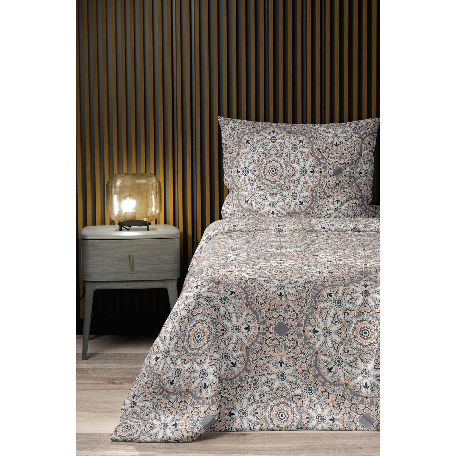Bettwäsche Satin Mandala beige 160x210 65x100 Bettanzug Nord