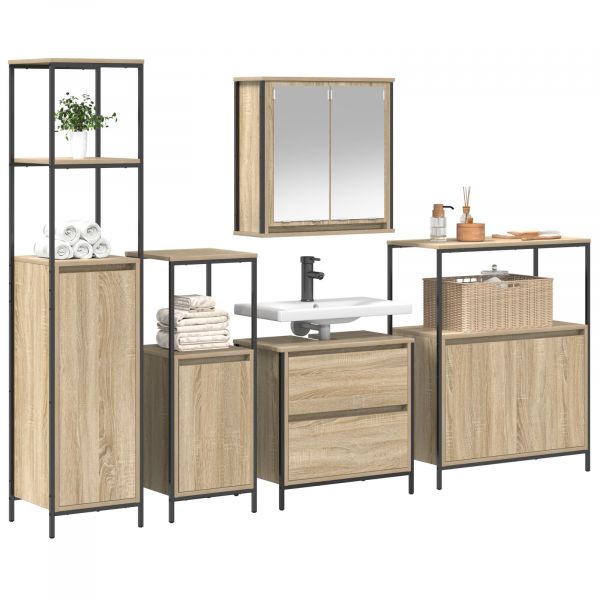 Móvel de WC vidaXL Conjunto de 5 Carvalho Sonoma - 662746917
