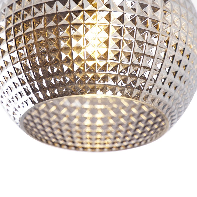 Art Deco plafondlamp zwart met smoke glas - Sphere