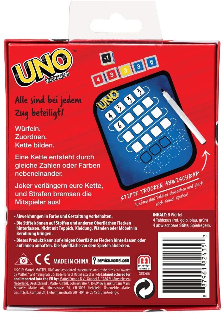 Mattel - UNO - Würfelspiel Gesellschaftsspiel Spiel