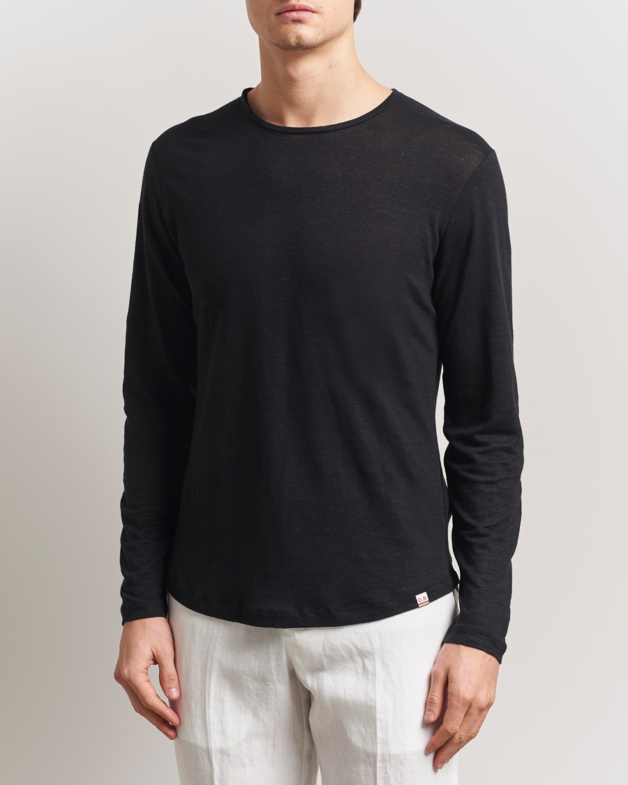 Orlebar Brown Long Sleeve Linen T-Shirt Black