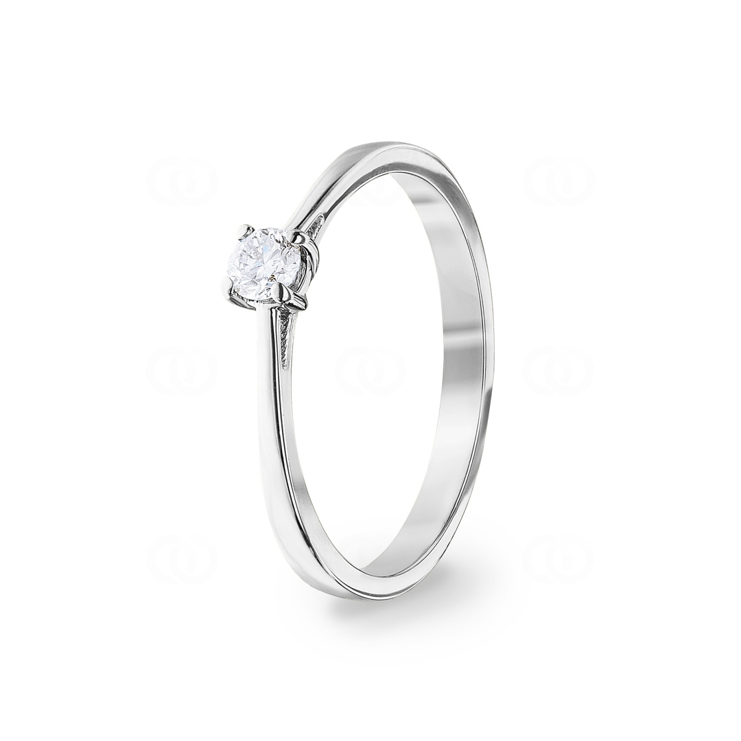0.15 Karat Diamant Verlobungsring 750/18 K Weissgold in 4-Griff