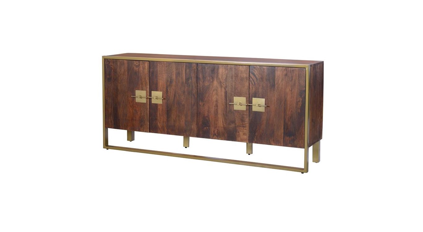 Bahut bois, métal marron 180x40x80cm - bois-métal