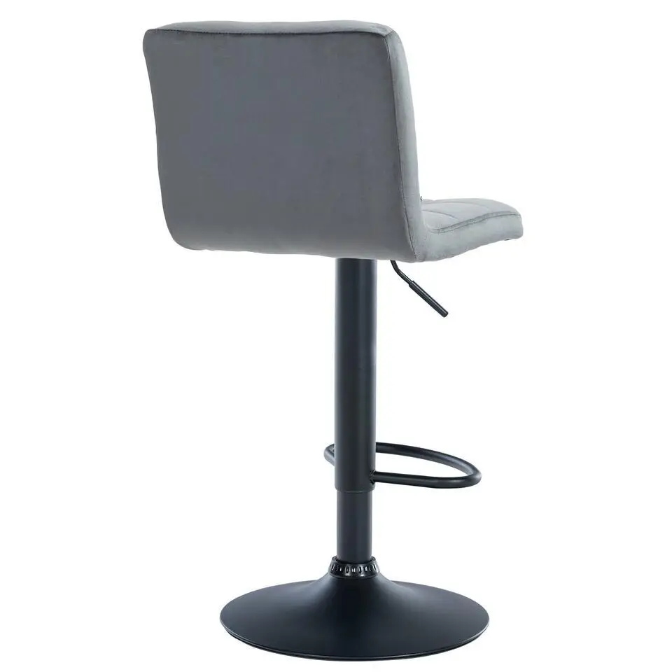 CLP Set van 2 Barkruk Peru zwart Frame - Fluweel - donkergrijs