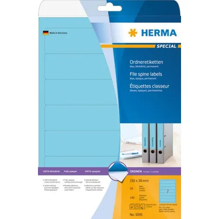 HERMA Ordneretiketten, blau, 192 x 38mm, 140 Stück