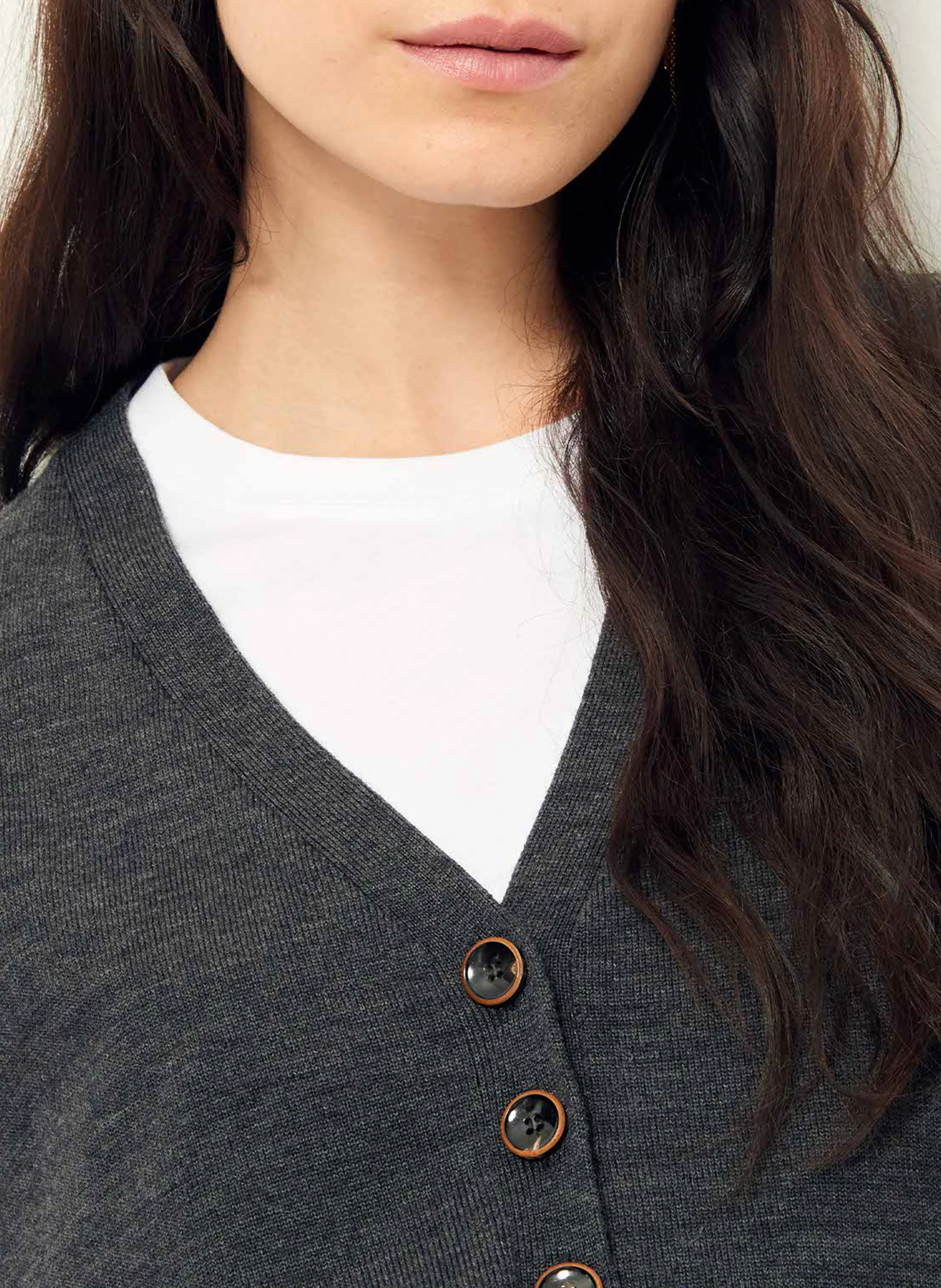 GIANCARLO - Gilet col V en laine| Gris