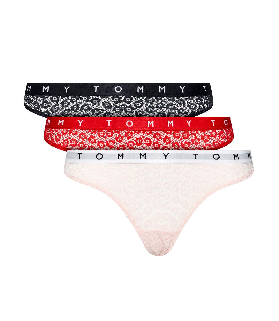 X3 Strings Rouge/Rose/Marine Femme Tommy Hilfiger Thong