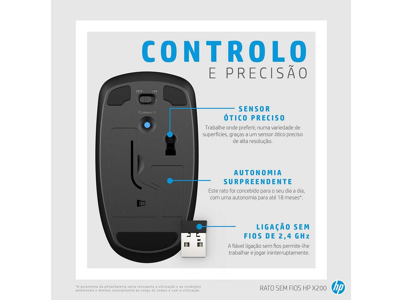 RATO SEM FIOS HP X200 PRETO