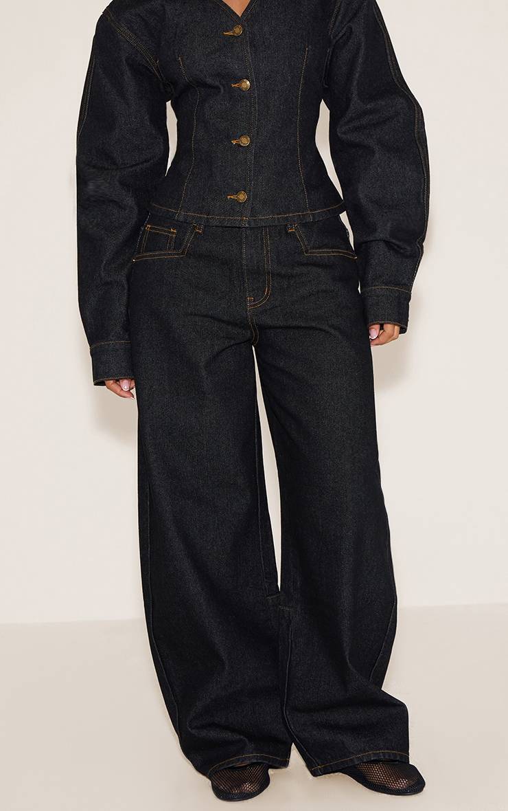 Bleu Indigo Foncé Jean Ballon Petite À Jambes Larges