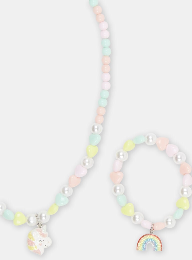 Collier et bracelet multicolores fille