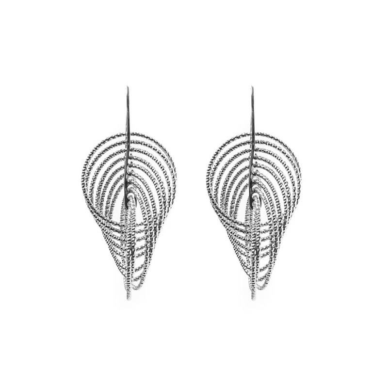 Boucles D'oreilles Argent Rhodié Spirales Vertigo
