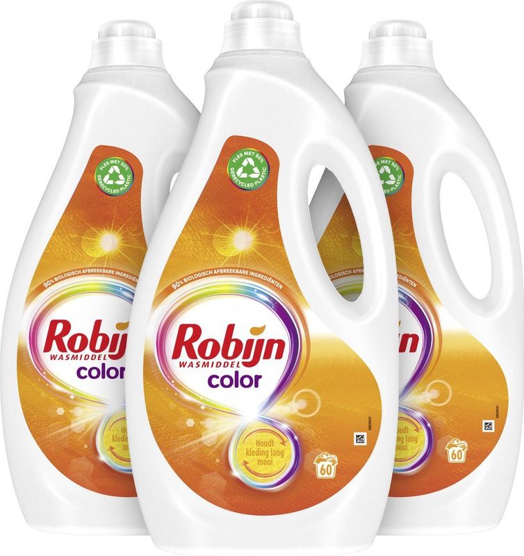 Robijn - Vloeibaar Wasmiddel - Color - 3 x 60 Wasbeurten