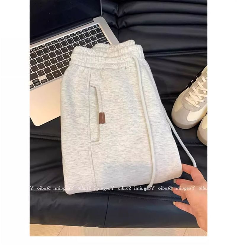 Cafamo - Mid Rise Effen Fleecegevoerde Joggingbroek