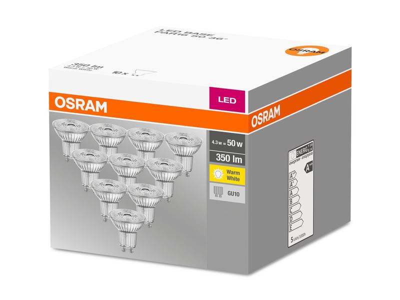 OSRAM Lampe Base, 36° 4.3W, GU10 Warmweiss, 10er Box LED-Leuchtmittel