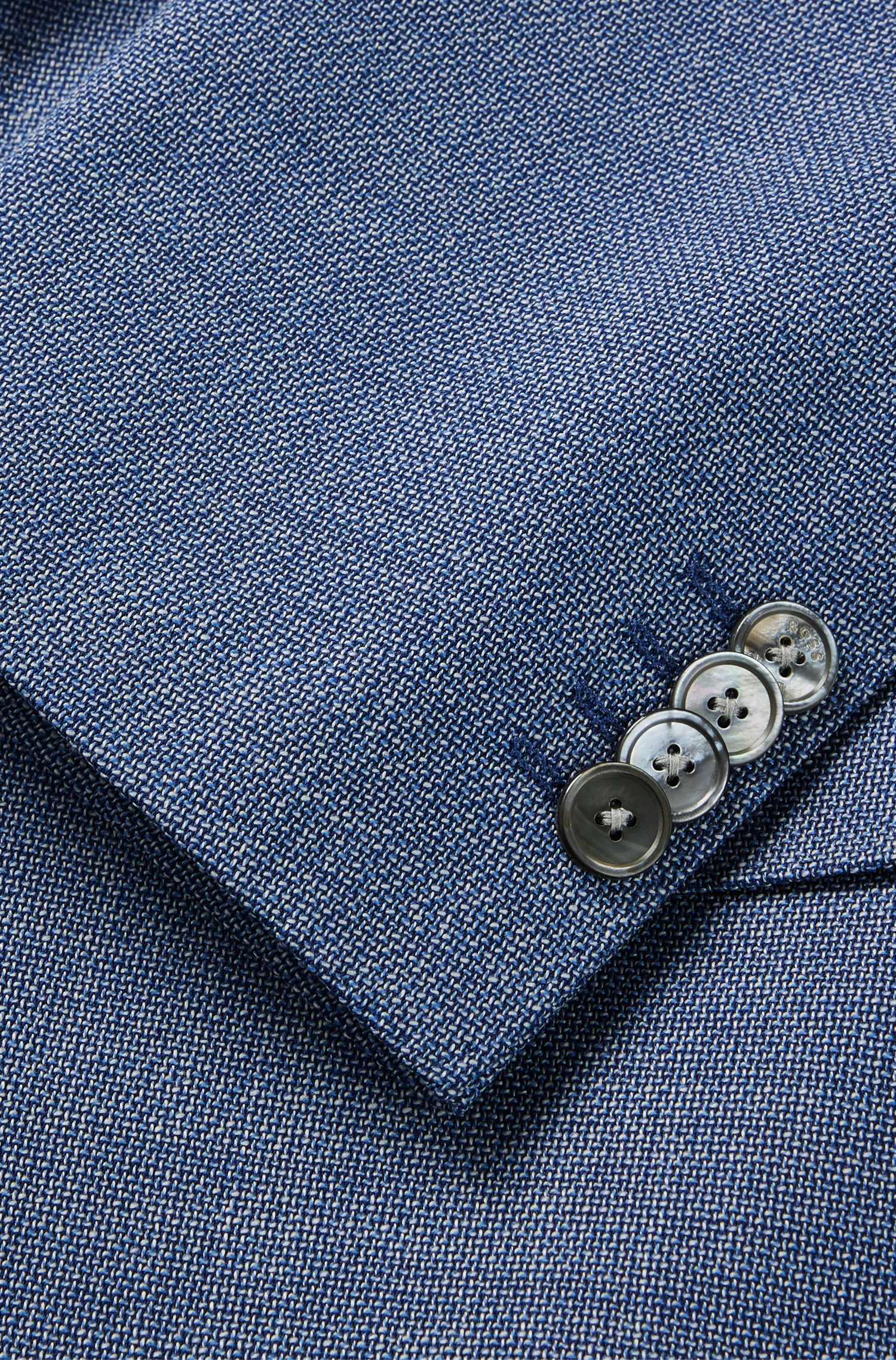 Terno BOSS preto slim fit em mistura de lã com trama hopsack