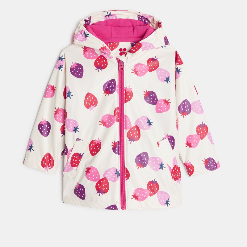 Coupe-vent bébé fille écru à motifs fraises beige Catimini Beige