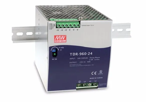 MEAN WELL TDR-960-48, 960 W, 340 - 550 V, 47 - 63 Hz, 2/400VC, 1.4/500VC, Aktiv, 14 ms