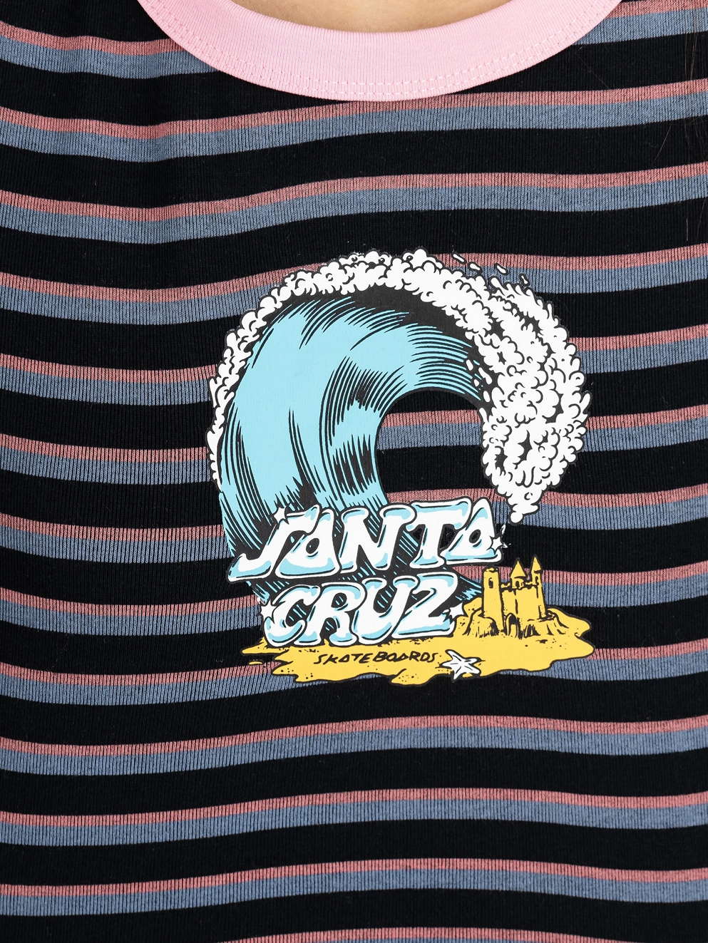 Santa Cruz Onshore Front T-Shirt black wave stripe