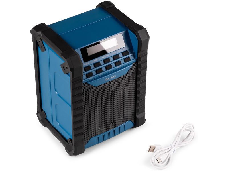 Audizio Baustellenradio Temi Blau DAB  Baustellen-Radio mit Akku und IP54