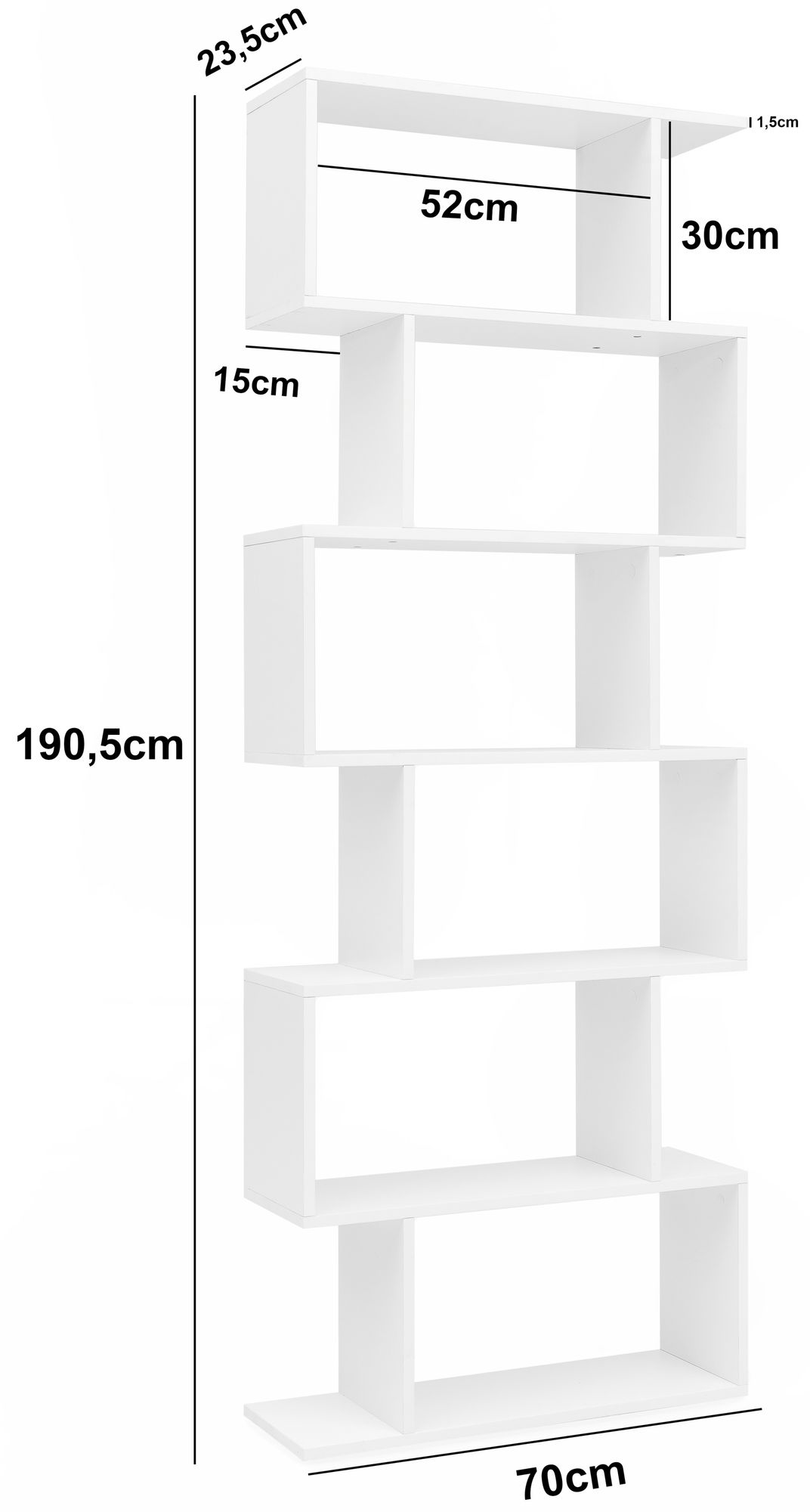 FineBuy Bücherregal FB51366 Standregal weiß Spanplatte Design Aufbewahrungsregal