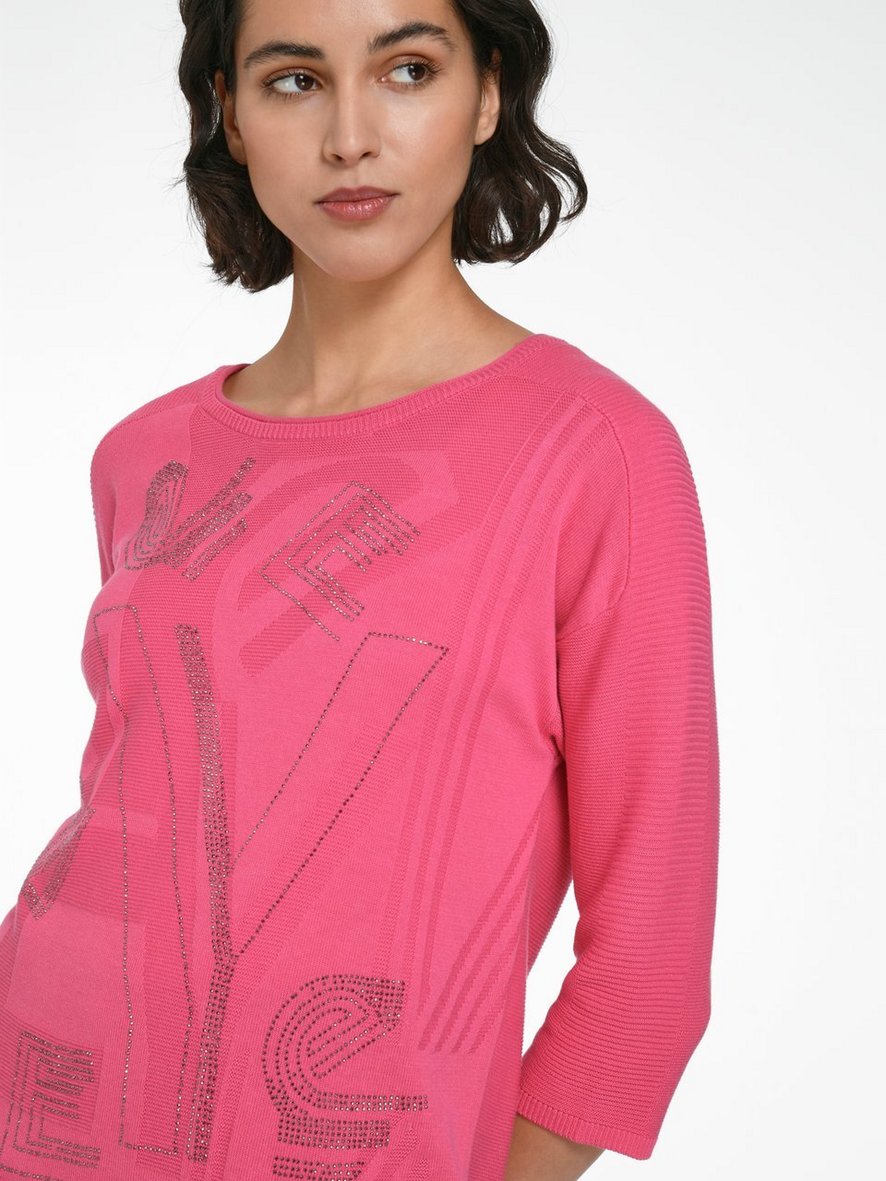 Rundhals-Pullover mit 3/4-Arm