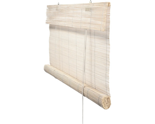 Bamboe rolgordijn, wit geglazuurd, 60x180 cm