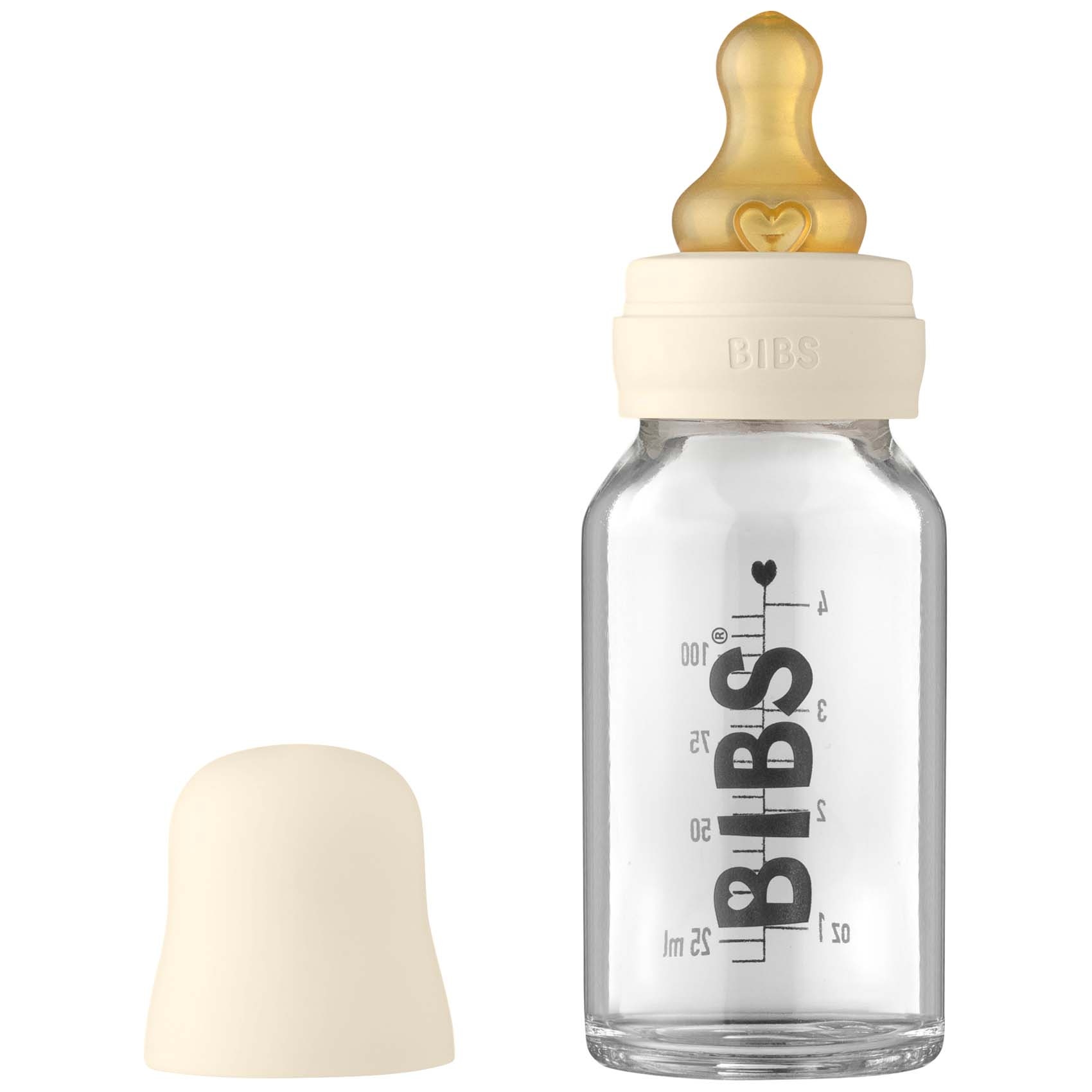 Bibs glazen babyfles 110ml wit