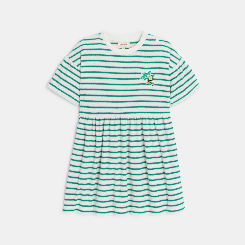 Robe bébé fille blanchehe à rayures vertees bébé fille Catimini Blanc
