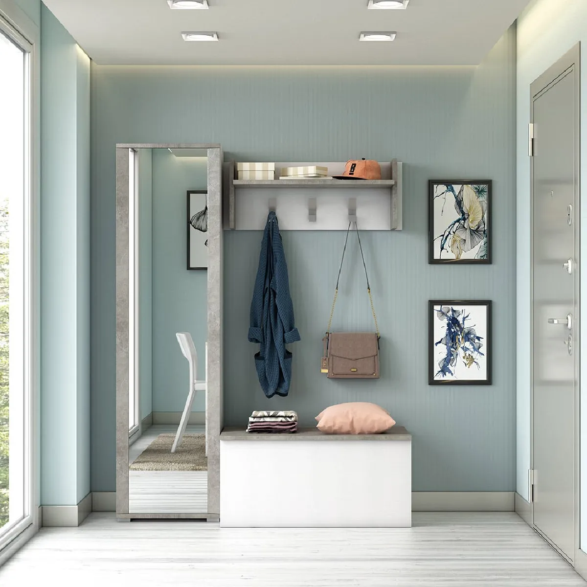 Kiamami Valentina Armoire haute béton gris
