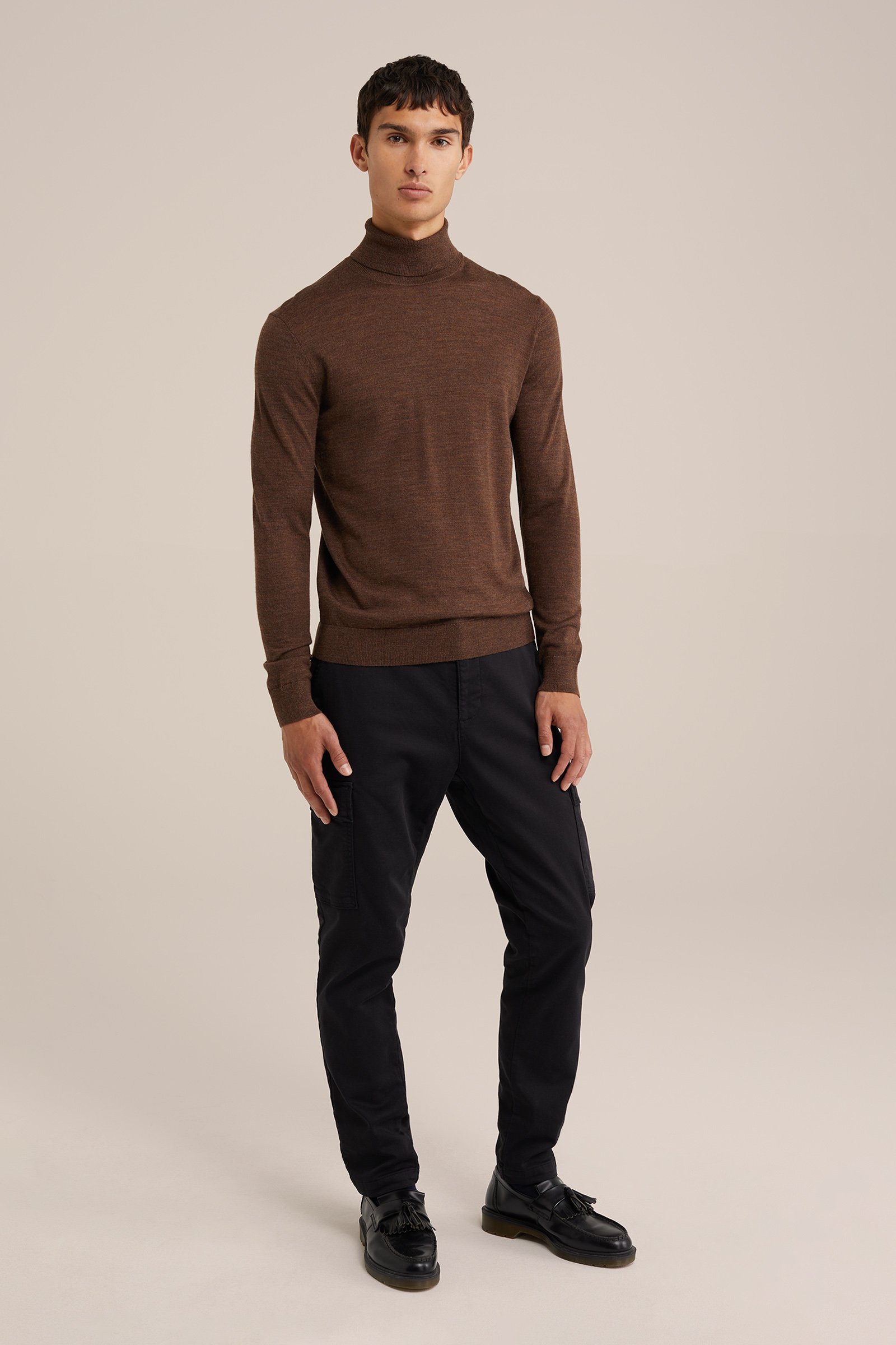 coltrui van merinowol WE Fashion Donkerbruin