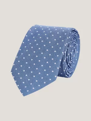 Gravata de bolinhas em tecido Oxford de seda pura