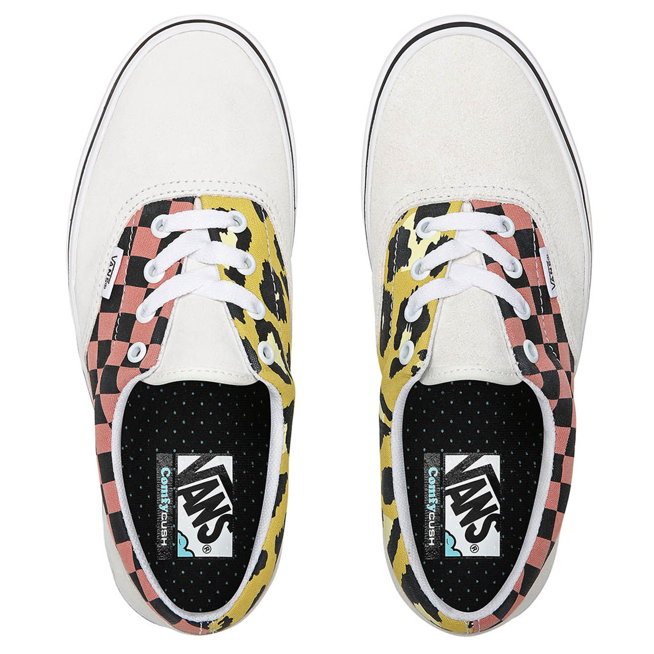 Vans Sneakers en Velours de Cuir & Toile Mixed Media ComfyCush Era blanc/rose/jaune/noir