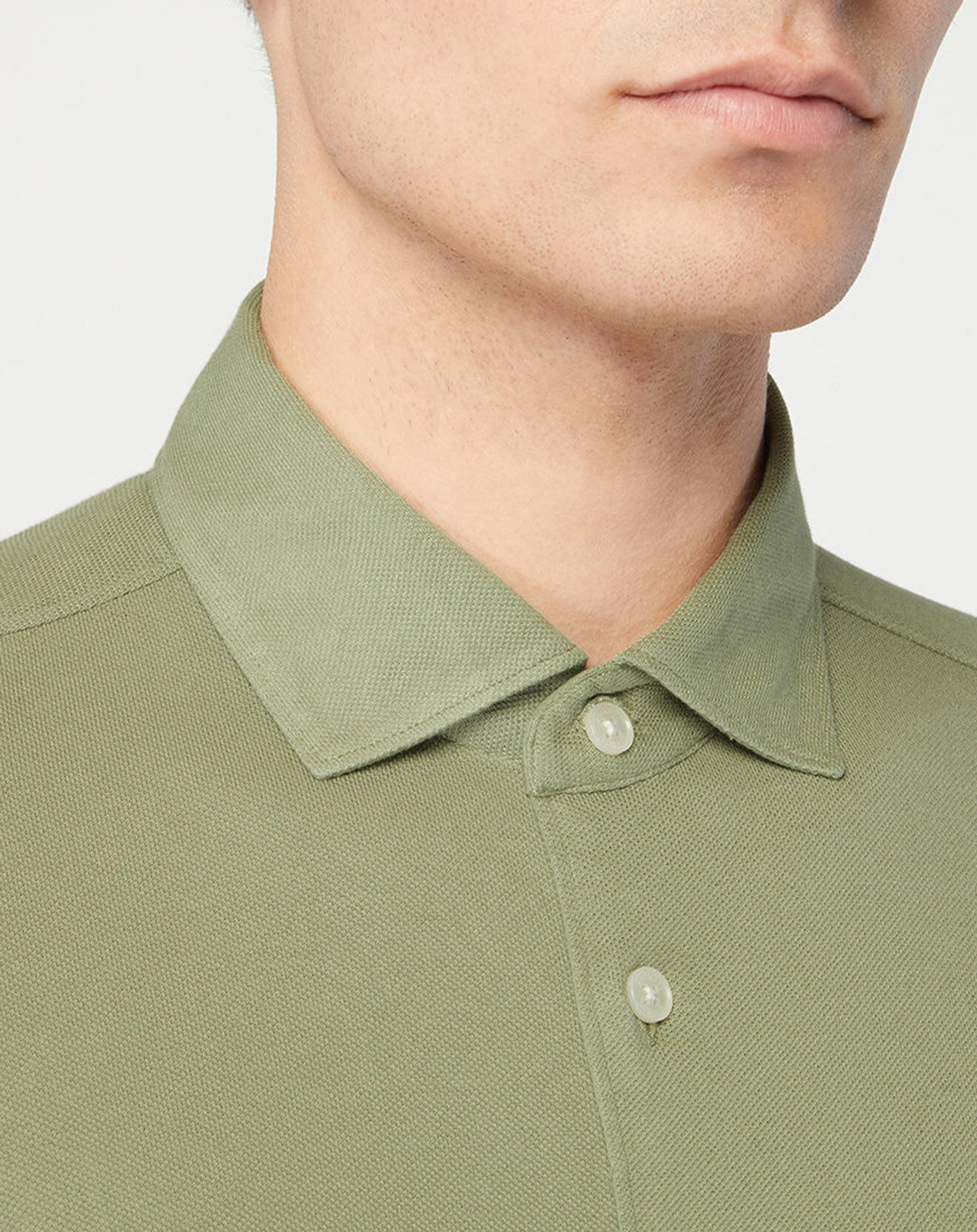Hackett London Chemise Slim Fit Unie Piquée kaki
