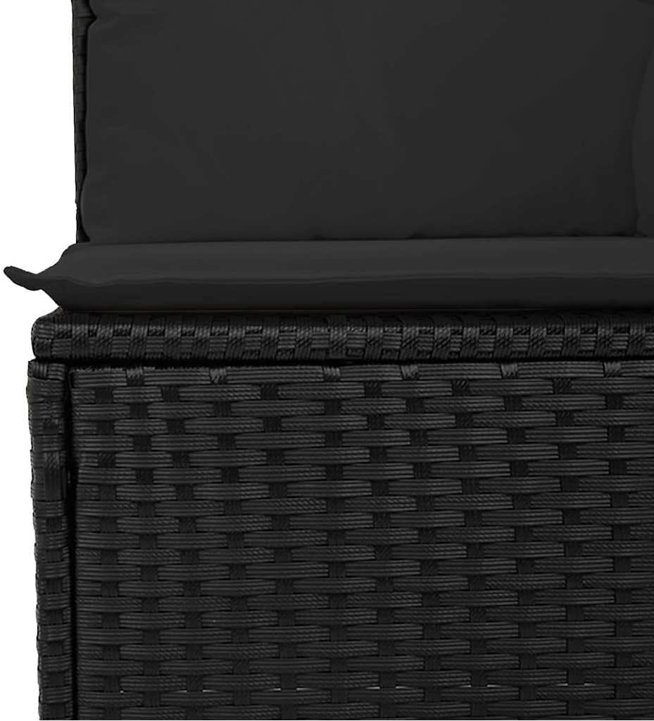 vidaXL 5-TLG. Garten-Sofagarnitur mit Kissen Schwarz Poly Rattan, Outdoor Sofa Set, Outdoor Sofagarnitur, Garten-Lounge-Set, Garten Sofagarnitur
