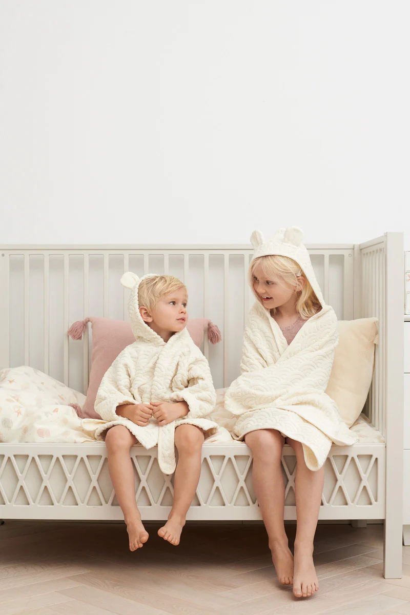 Håndklæde med hætte og ører, Junior - GOTS Off-White
