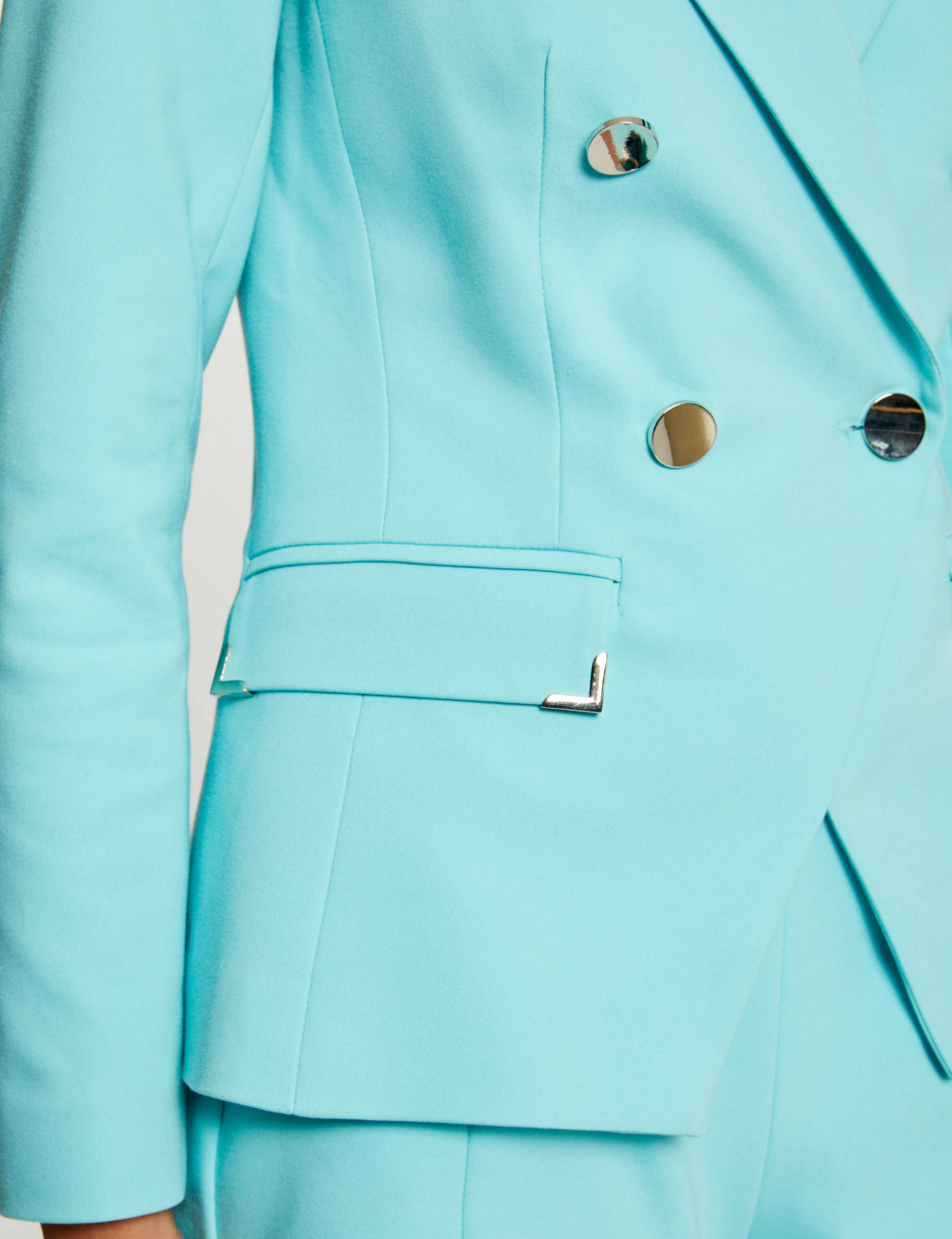 Veste city cintrée ornements métalliques bleu clair femme - bleu_clair