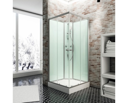 Complete douche-unit SCHULTE Korfu 89 x 89 x 202 cm aluminium-natuur