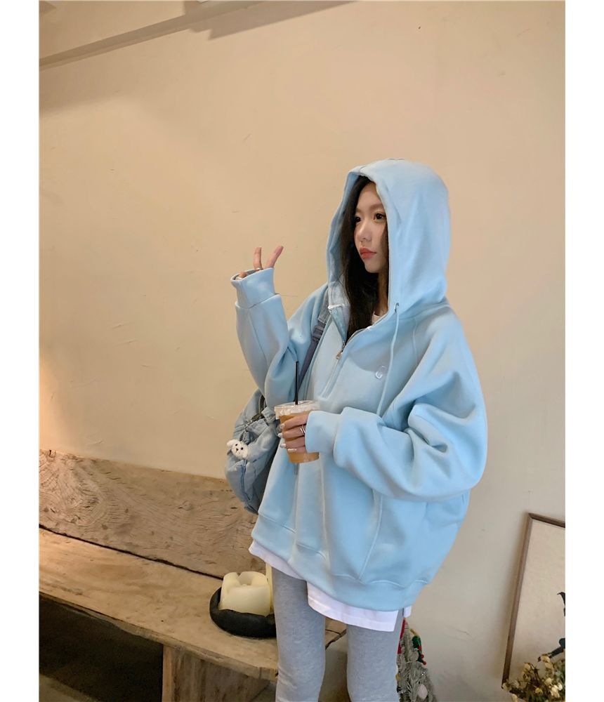 Closette - Oversized hoodie met halve rits en geborduurde letters