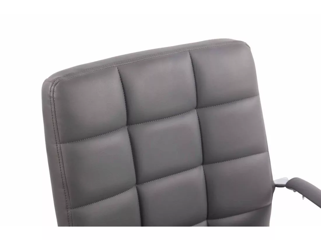 Chaise de bureau - Similicuir & Métal chromé - Gris - Deli