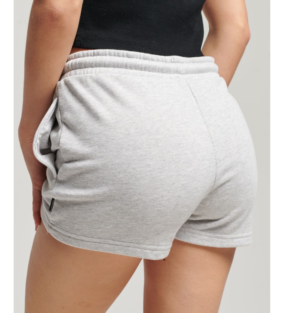 Shorts de malha cinza com logo bordado vintage da Superdry
