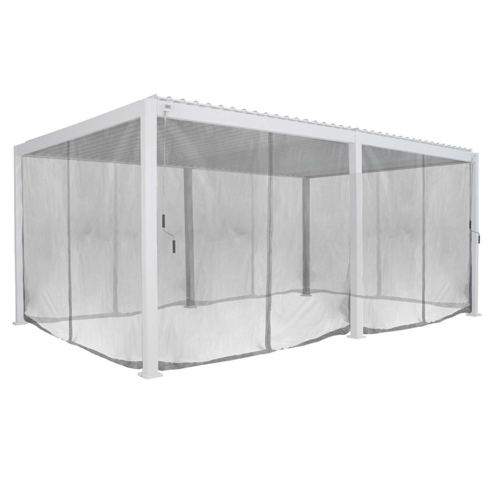 Kit de rideaux et moustiquaire pour pergola evora (6 doubles rails, 6 rideaux et 6 moustiquaires)