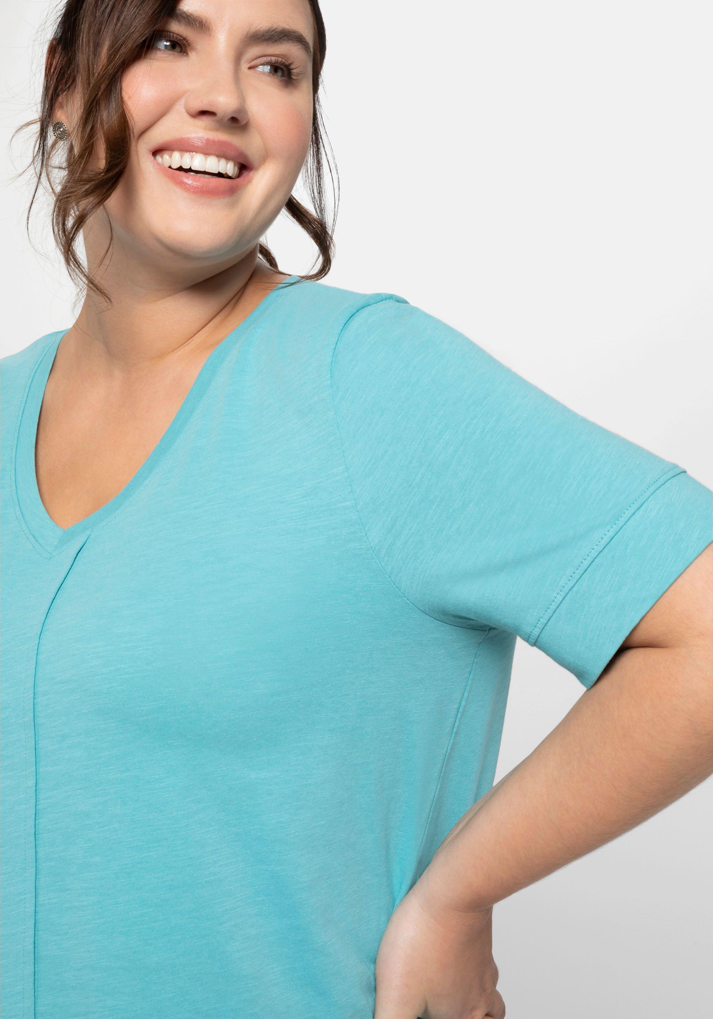 T-Shirt mit gesteppter Falte vorn, aus Jersey